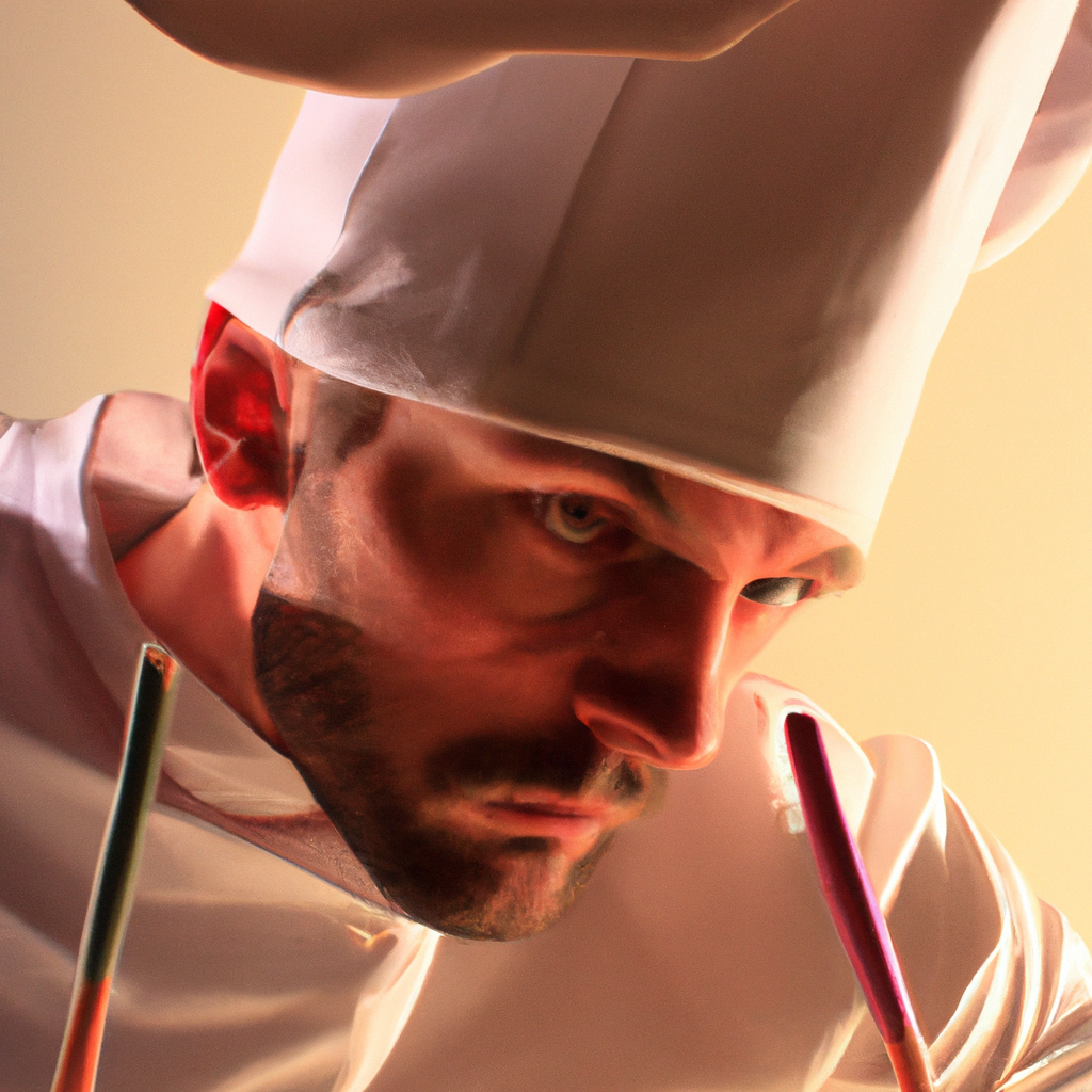 Portrait du chef d’atelier de céramique dans une lumière douce, avec outils en arrière-plan